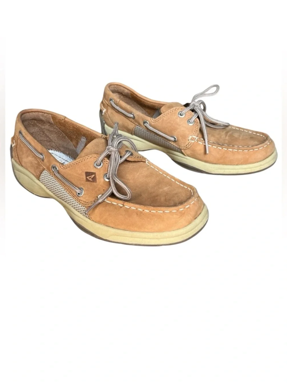 Sperry topsider boat shoes tan leather preppy men’s 8